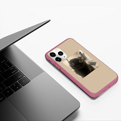 Чехол iPhone 11 Pro матовый Котик из мема, цвет: 3D-малиновый — фото 2