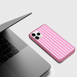 Чехол iPhone 11 Pro матовый Паттерн двойное сердце, цвет: 3D-малиновый — фото 2