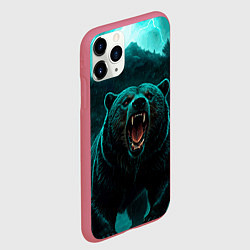 Чехол iPhone 11 Pro матовый Царь тайги - медведь молнии, цвет: 3D-малиновый — фото 2