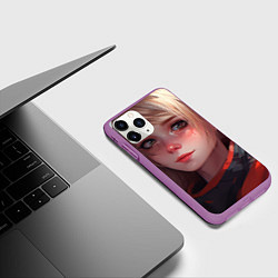 Чехол iPhone 11 Pro матовый Русская милая девушка в стиле аниме, цвет: 3D-фиолетовый — фото 2