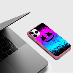 Чехол iPhone 11 Pro матовый Маршмэллоу x бтс неоновый стиль, цвет: 3D-малиновый — фото 2