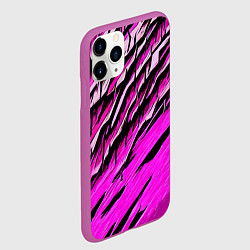Чехол iPhone 11 Pro матовый Розовые и чёрные полосы, цвет: 3D-фиолетовый — фото 2
