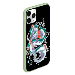 Чехол iPhone 11 Pro матовый Тихиро и Хаку - унесенные призраками, цвет: 3D-салатовый — фото 2