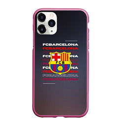 Чехол iPhone 11 Pro матовый Логотип футбольный клуб Барселона, цвет: 3D-малиновый