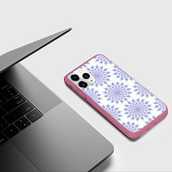 Чехол iPhone 11 Pro матовый Криптовалюта Эфириум паттерн по кругу на белом, цвет: 3D-малиновый — фото 2