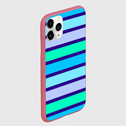 Чехол iPhone 11 Pro матовый Неоновые в синюю полоску, цвет: 3D-малиновый — фото 2