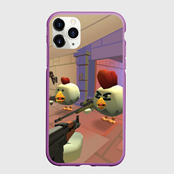 Чехол iPhone 11 Pro матовый Чикен ган - скрин, цвет: 3D-фиолетовый