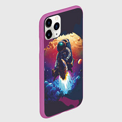 Чехол iPhone 11 Pro матовый Космонавт на ракете в галактике, цвет: 3D-фиолетовый — фото 2
