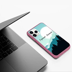 Чехол iPhone 11 Pro матовый Горный Алтай пейзаж, цвет: 3D-малиновый — фото 2