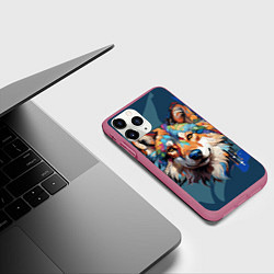 Чехол iPhone 11 Pro матовый Очень красивый волк, цвет: 3D-малиновый — фото 2