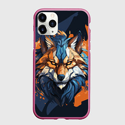 Чехол iPhone 11 Pro матовый Мудрый волк, цвет: 3D-малиновый