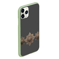 Чехол iPhone 11 Pro матовый Орнамент резного дерева на поясе, цвет: 3D-салатовый — фото 2