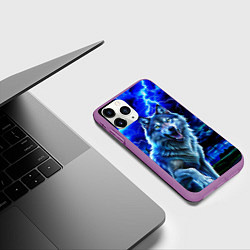 Чехол iPhone 11 Pro матовый Грозовой волк с молниями, цвет: 3D-фиолетовый — фото 2