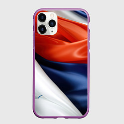 Чехол iPhone 11 Pro матовый Белая синяя красная абстракция, цвет: 3D-фиолетовый