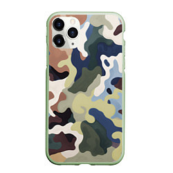 Чехол iPhone 11 Pro матовый Камуфляж милитари, цвет: 3D-салатовый