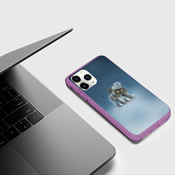 Чехол iPhone 11 Pro матовый Белый северный медведь в стиле стимпанк, цвет: 3D-фиолетовый — фото 2