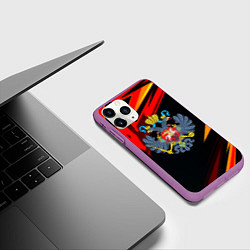 Чехол iPhone 11 Pro матовый Герб Рф геометрия, цвет: 3D-фиолетовый — фото 2