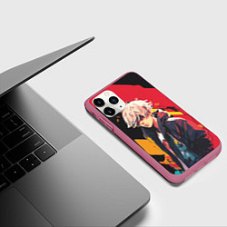 Чехол iPhone 11 Pro матовый Стильный парниша, цвет: 3D-малиновый — фото 2
