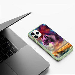 Чехол iPhone 11 Pro матовый Небесный львица, цвет: 3D-салатовый — фото 2