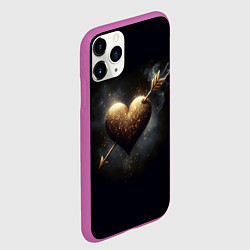 Чехол iPhone 11 Pro матовый Золотое сердце - стрела, цвет: 3D-фиолетовый — фото 2