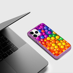 Чехол iPhone 11 Pro матовый Разноцветные шарики, цвет: 3D-фиолетовый — фото 2