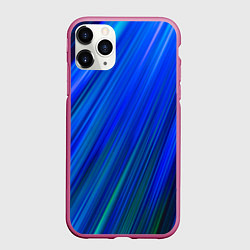 Чехол iPhone 11 Pro матовый Неоновые синии линии, цвет: 3D-малиновый