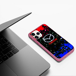 Чехол iPhone 11 Pro матовый Mazda краски абстракция спорт, цвет: 3D-малиновый — фото 2