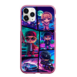 Чехол iPhone 11 Pro матовый GTA chibi style, цвет: 3D-малиновый