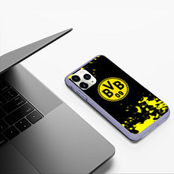 Чехол iPhone 11 Pro матовый Borussia краски жёлтые, цвет: 3D-светло-сиреневый — фото 2