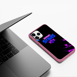 Чехол iPhone 11 Pro матовый Brawl stars neon, цвет: 3D-малиновый — фото 2