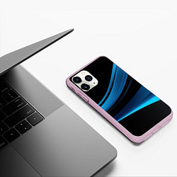 Чехол iPhone 11 Pro матовый Черная и синяя геометрическая абстракция, цвет: 3D-розовый — фото 2