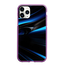 Чехол iPhone 11 Pro матовый Черная и синяя геометрическая абстракция, цвет: 3D-фиолетовый