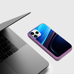 Чехол iPhone 11 Pro матовый Синяя и черная абстракция геометрическая, цвет: 3D-фиолетовый — фото 2