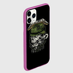 Чехол iPhone 11 Pro матовый Metallica - skull, цвет: 3D-фиолетовый — фото 2