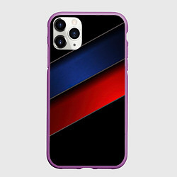 Чехол iPhone 11 Pro матовый Синие и красные полосы, цвет: 3D-фиолетовый