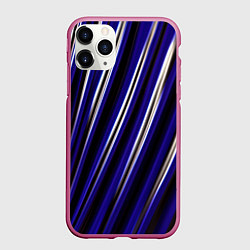 Чехол iPhone 11 Pro матовый Синие белые черные объемные полосы, цвет: 3D-малиновый