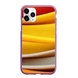 Чехол iPhone 11 Pro матовый Желтая абстракция с оранжевой волной, цвет: 3D-фиолетовый