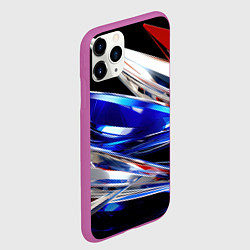 Чехол iPhone 11 Pro матовый Белая синяя красная острая абстракция, цвет: 3D-фиолетовый — фото 2