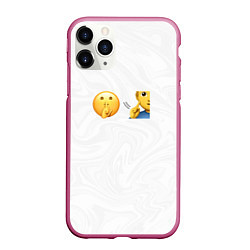 Чехол iPhone 11 Pro матовый Мьюнинг эмодзи, цвет: 3D-малиновый