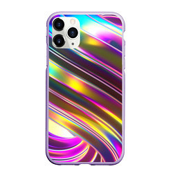 Чехол iPhone 11 Pro матовый Неоновый скрученный металл разноцветный, цвет: 3D-светло-сиреневый