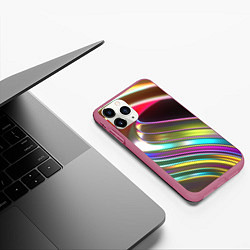 Чехол iPhone 11 Pro матовый Неоновый крученный металл разноцветный, цвет: 3D-малиновый — фото 2