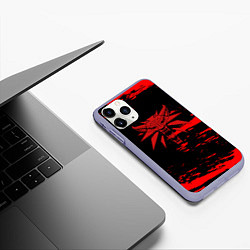 Чехол iPhone 11 Pro матовый The witcher лого ведьмака краски, цвет: 3D-светло-сиреневый — фото 2