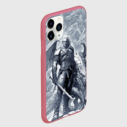 Чехол iPhone 11 Pro матовый The Witcher and dragon - hand drawn style, цвет: 3D-малиновый — фото 2