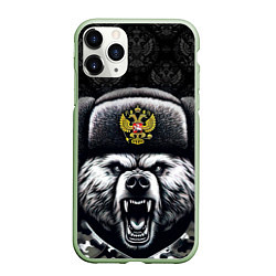 Чехол iPhone 11 Pro матовый Русский медведь, цвет: 3D-салатовый
