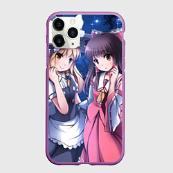 Чехол iPhone 11 Pro матовый Touhou Project Reimu and Marisa, цвет: 3D-фиолетовый