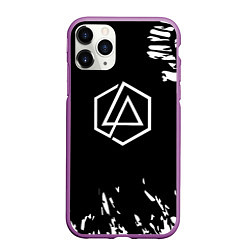 Чехол iPhone 11 Pro матовый Linkin park краски текстура рок, цвет: 3D-фиолетовый