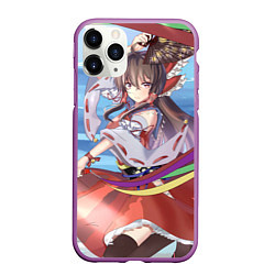 Чехол iPhone 11 Pro матовый Touhou Project Рейму улыбка, цвет: 3D-фиолетовый