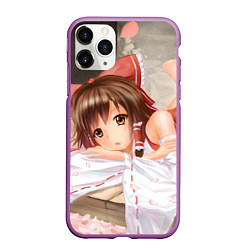 Чехол iPhone 11 Pro матовый Touhou Project Рейму милая, цвет: 3D-фиолетовый