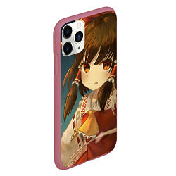 Чехол iPhone 11 Pro матовый Touhou Project Рейму fight, цвет: 3D-малиновый — фото 2