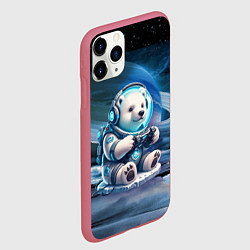 Чехол iPhone 11 Pro матовый Белый медвежонок кибер геймер, цвет: 3D-малиновый — фото 2